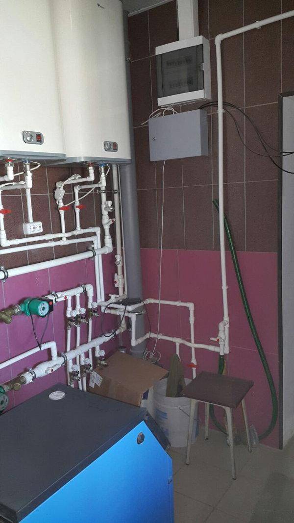 Котельная на твердом топливе и электричестве + бойлеры ГВС