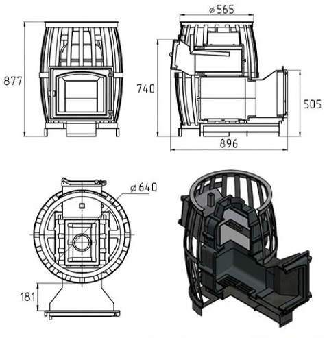 Печь-каменка чугунная ВЕЗУВИЙ Легенда Русский пар Ковка 18 (240)