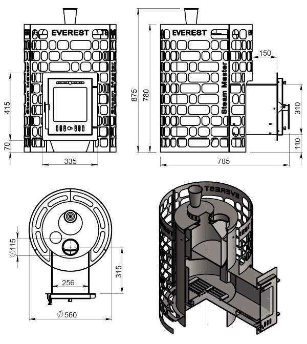 Печь-каменка Эверест "Steam Master" 18 INOX (210М)