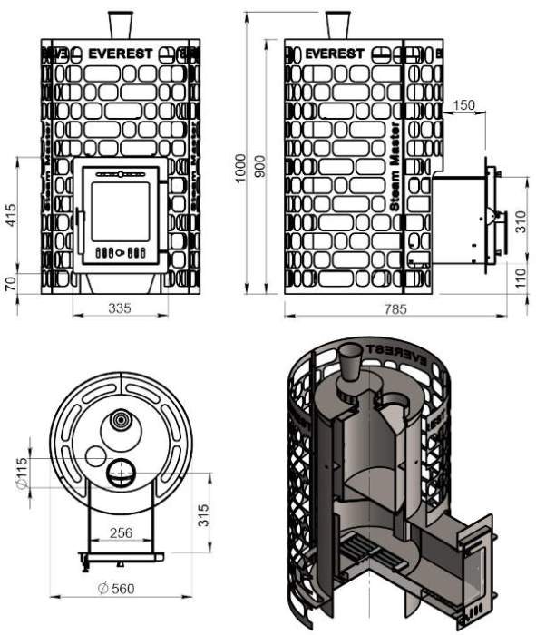 Печь-каменка Эверест "Steam Master" 24 INOX (210М)