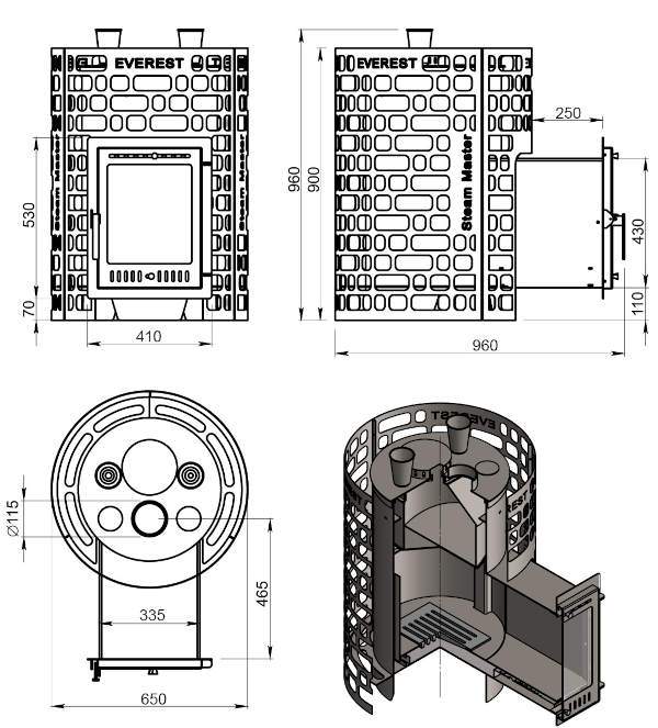 Печь-каменка Эверест "Steam Master" 30 INOX (320М)