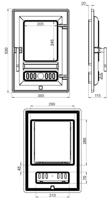 Дверка АСТОН каминная 350 (Антрацит)