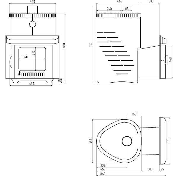 Печь-каменка Ферингер Малютка ПФ (Дубы) нерж 18м3