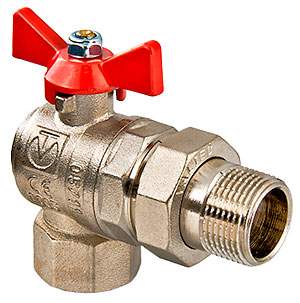 Кран шаровой угловой с полусгоном Valtec BASE вн.- нар. 1", рукоятка бабочка