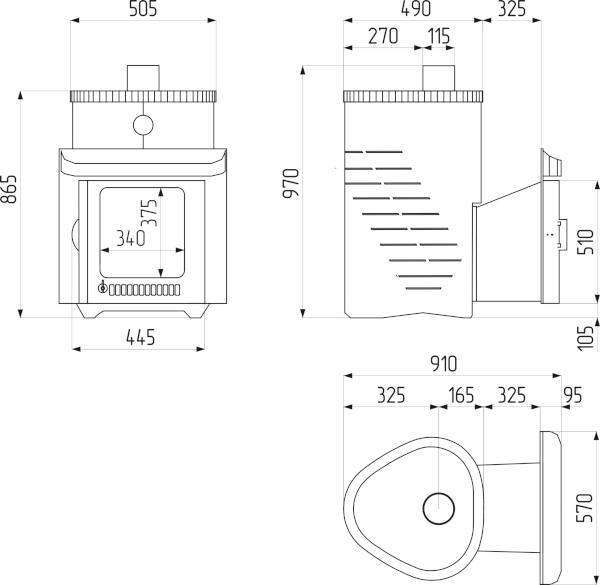 Печь-каменка Ферингер Оптима ПФ (Лайн) нерж 28м3