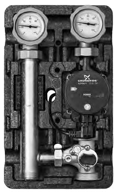 Насосная группа без насоса, трехходовой смеситель, 1'', смесительный контур (подача слева)