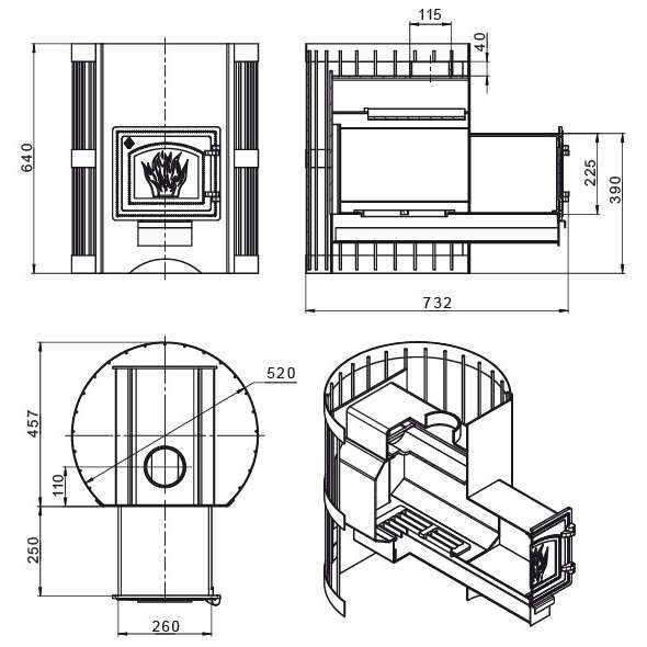 Печь-каменка ВЕЗУВИЙ Скиф Стандарт 16 дверца ДТ-3
