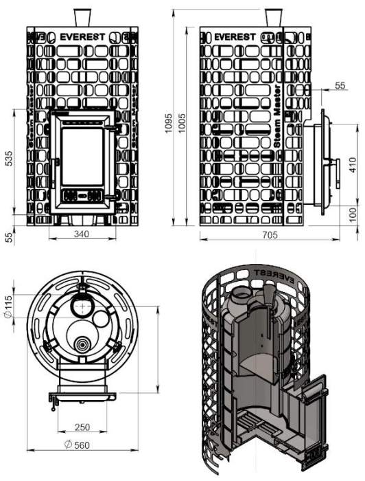 Печь-каменка чугунная Эверест "Steam Master" 24 (310) б/в