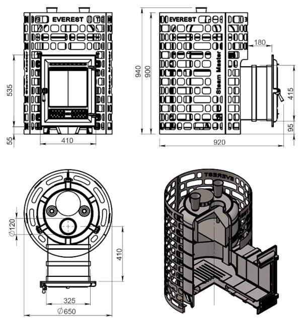 Печь-каменка чугунная Эверест "Steam Master" 30 (320)