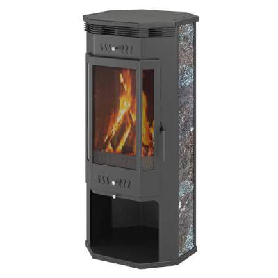 Печь-камин Aston 11кВт (180 м3) пристенно-угловой Ø 150мм Амфиболит