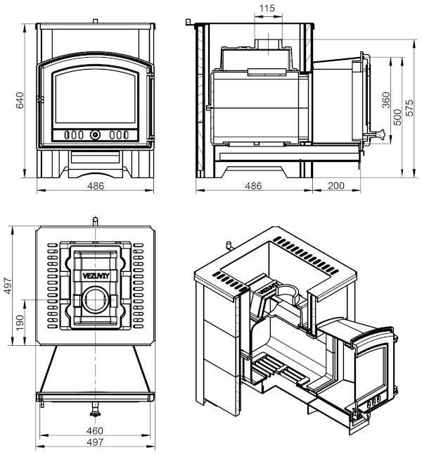 Печь-каменка ВЕЗУВИЙ Легенда 16 (224) талькохлорит 400*200*20 мм