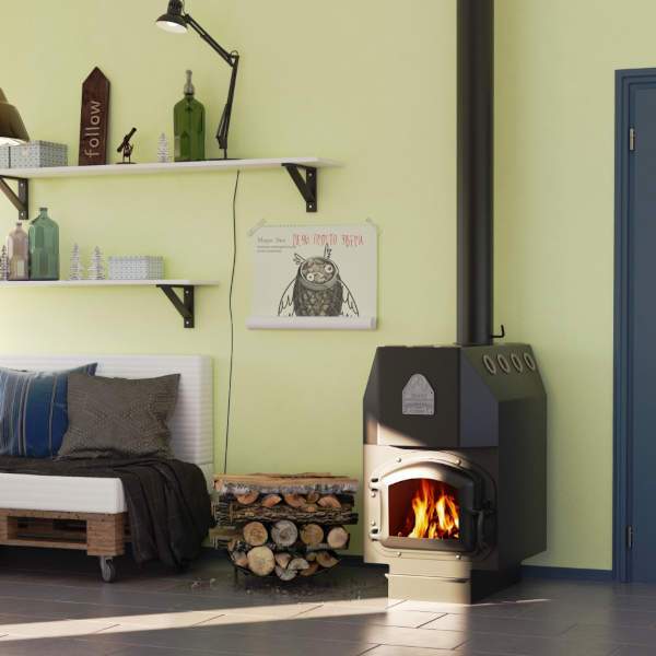 Печь отопительная твердотопливная TMF Доцент до 500 м3 стальная дверца