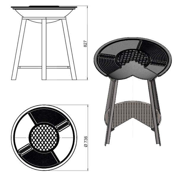 Гриль чугунный Везувий Fantastic Grill 700мм Престиж (чаша+подставка престиж+плита Gurman+крышка)