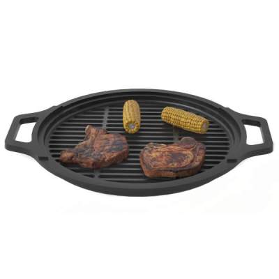 Решетка чугунная круглая &quot;СТЕЙК&quot; Ø 380мм (с ручками)