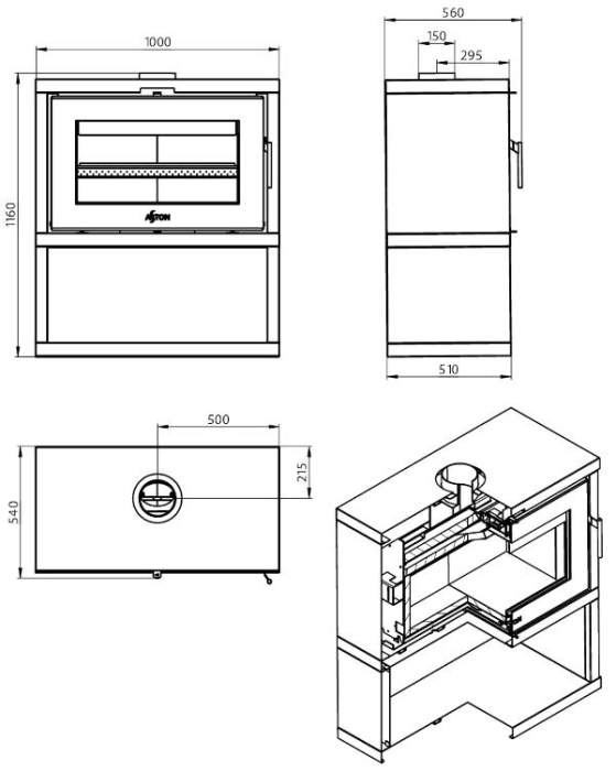 Печь-камин Aston "Senator black"