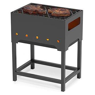 Мангал Везувий &quot;Турист&quot; №1 с чугунной решеткой &quot;СТЕЙК&quot; на подставке