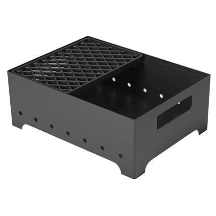 Мангал Везувий "Турист" №2 с чугунной решеткой "СТЕЙК" на подставке