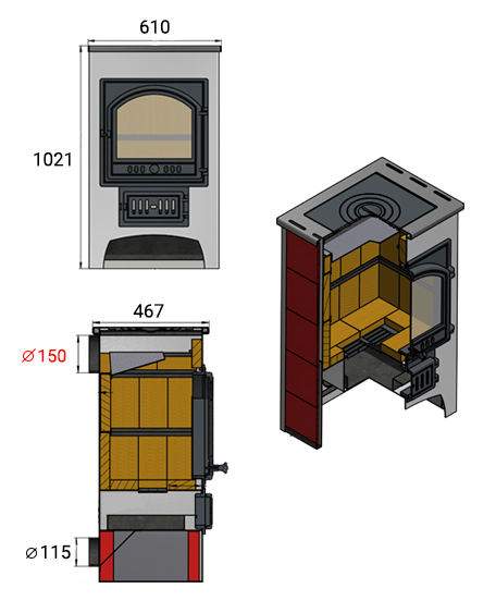 Печь-камин Везувий ПК-01 (205) с плитой бежевый