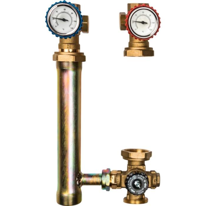 Насосная группа STOUT 1" с термостатическим клапаном без насоса в теплоизоляции