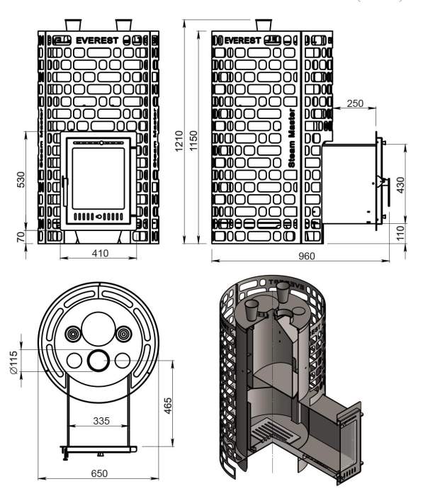 Печь-каменка Эверест "Steam Master" 44 INOX (320М)