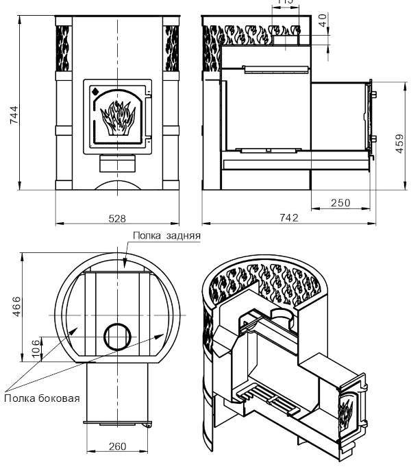 Печь-каменка ВЕЗУВИЙ Лава 22 дверца ДТ-4С со стеклом