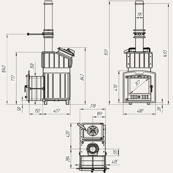 Печь-каменка чугунная ГРОЗА 18 (П2)