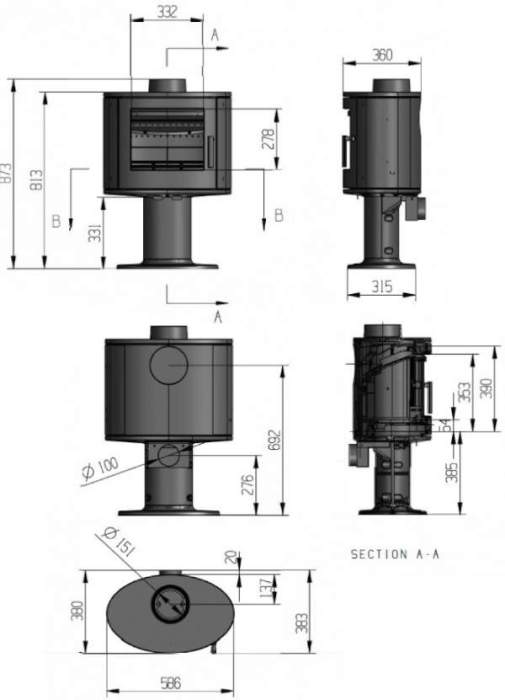 Печь-камин чугунный EVEREST S9