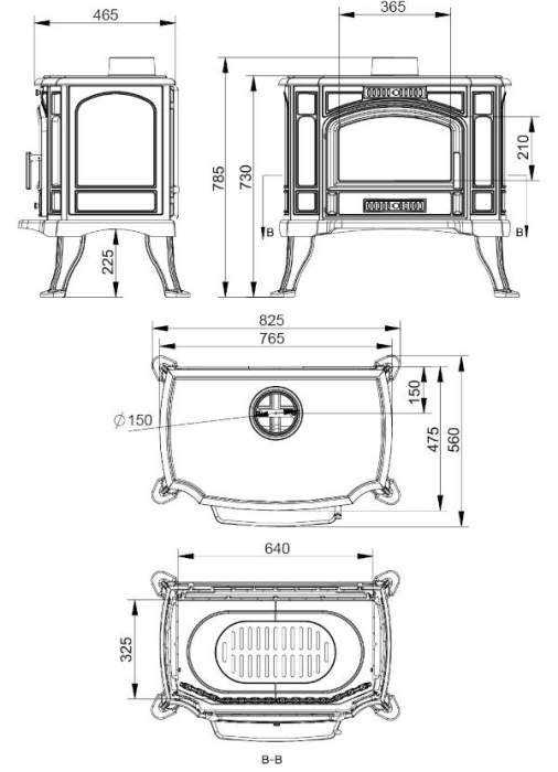 Печь-камин чугунный Везувий KZ-14 "Антрацит"