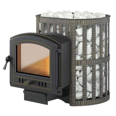 Печь-каменка чугунная ВЕЗУВИЙ Легенда Ковка 16 дверца 224 со стеклом