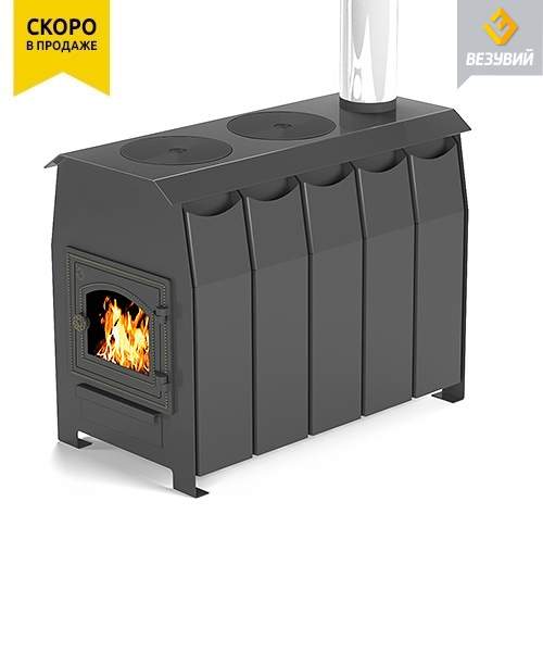 Печь отопительно-варочная  ВЕЗУВИЙ "Комфорт 300 " дверца со стеклом ДТ-3C