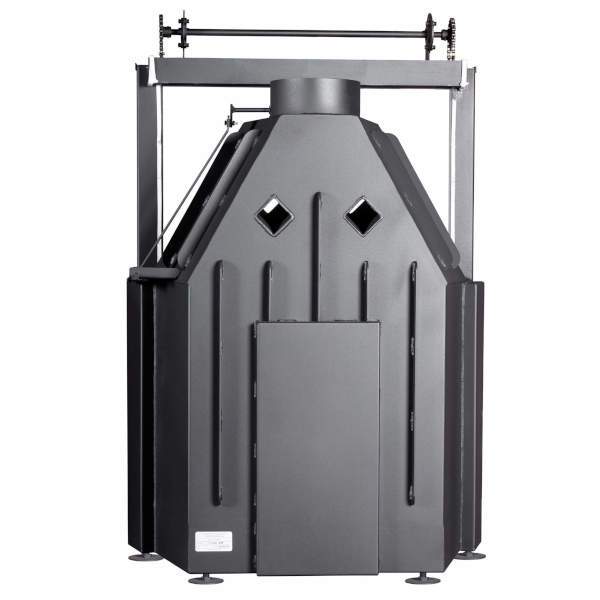 Каминная топка АЛЬФА 800KВ с контргрузом черный шамот