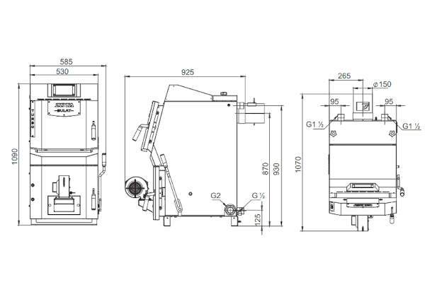 Котел твердотопливный длительного горения ZOTA "Bulat Turbo" 25 кВт