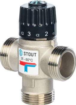 Термостатический смесительный клапан для систем отопления и ГВС 1" НР 30-65°С KV 1,6 STOUT