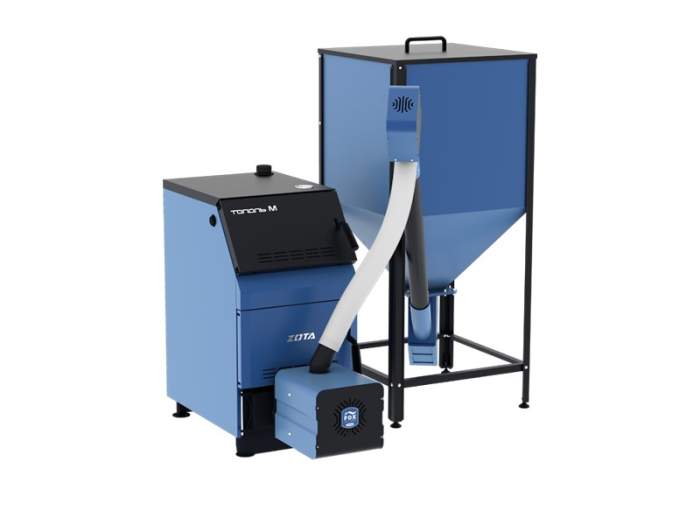 Пеллетная горелка ZOTA Fox 25 (горелка+ПУ+механизм+бункер200)