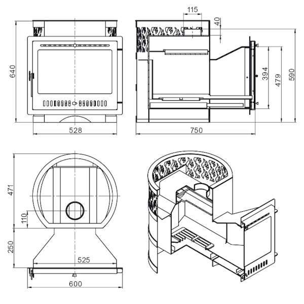 Печь-каменка ВЕЗУВИЙ Лава 16 Панорама М