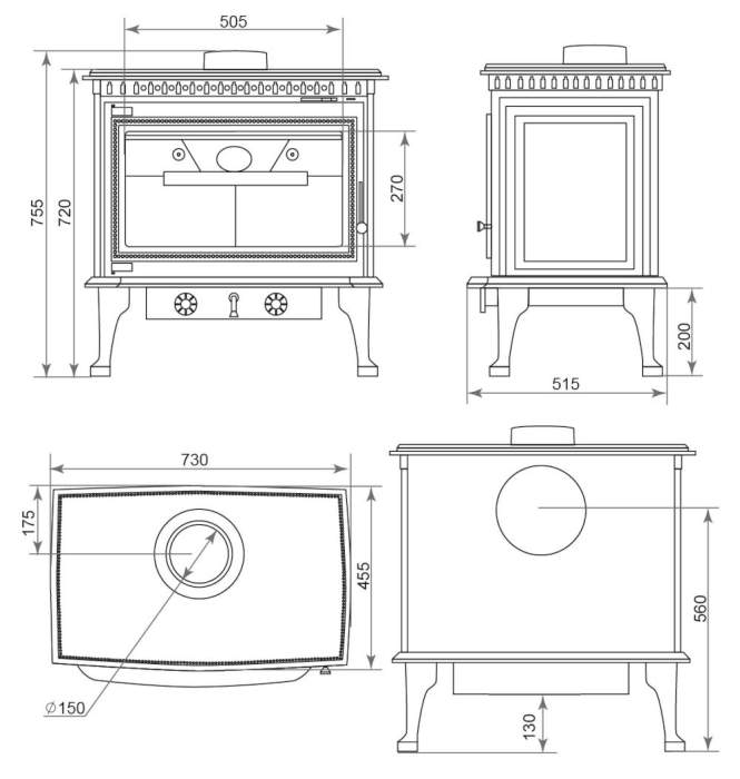 Печь-камин Везувий RICH-15 "Антрацит"