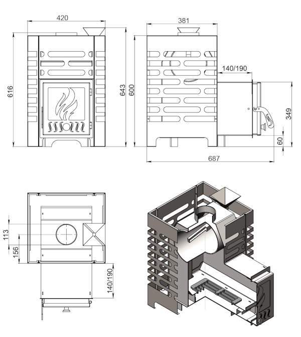 Печь-каменка ASTON 12 с глухой дверцей
