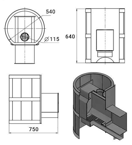 Печь-каменка ВЕЗУВИЙ Лава 16 дверца ДТ-3