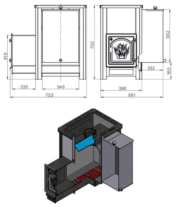 Печь-каменка ВЕЗУВИЙ Русичъ «АКВА» 22 (ДТ-4) /бак отдельно поставка!/