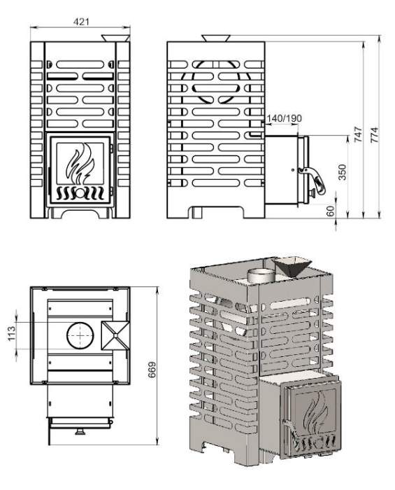 Печь-каменка ASTON 16 с глухой дверцей