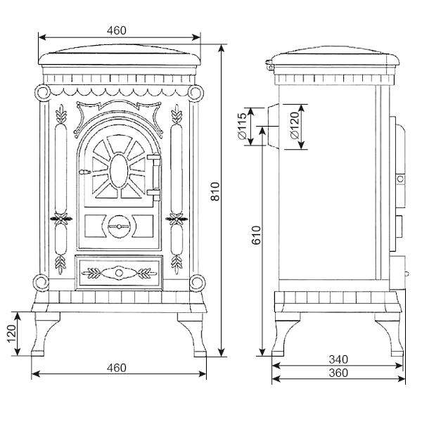 Печь-камин чугунный Везувий А-07 "Медь"
