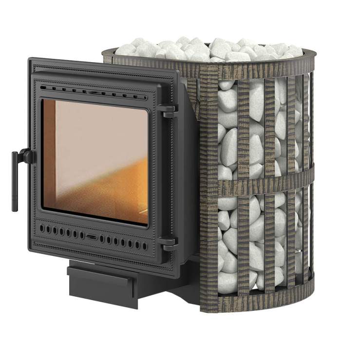 Печь-каменка чугунная ВЕЗУВИЙ Легенда Ковка 16 дверца 205 со стеклом