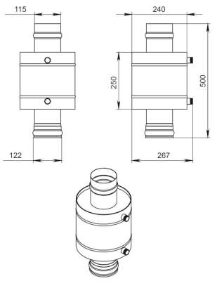 Теплообменник  6л на трубе д.115 штамп. (AISI 439)