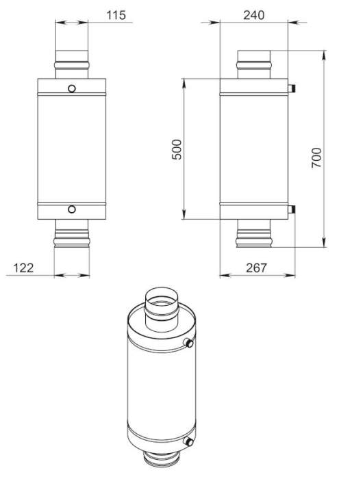 Теплообменник 12л на трубе д.115 штамп. (AISI 439)