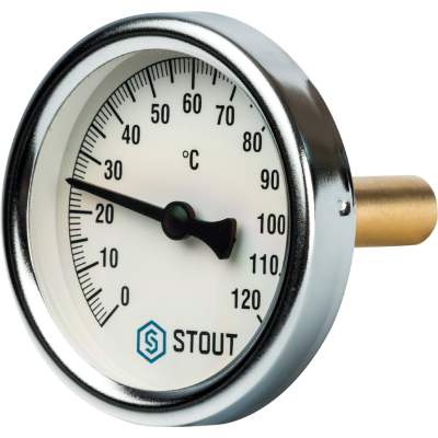 Термометр биметалл 120°С Ф63мм, L=50мм 1/2&quot;аксиал.STOUT