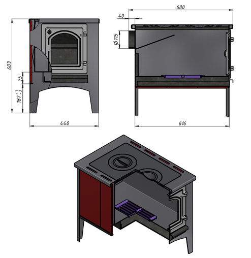 Печь отопительно-варочная  ВЕЗУВИЙ В 9