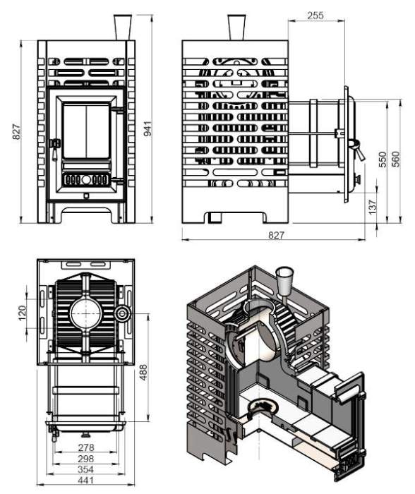 Печь-каменка чугунная ASTON Шторм 20 Long (350)