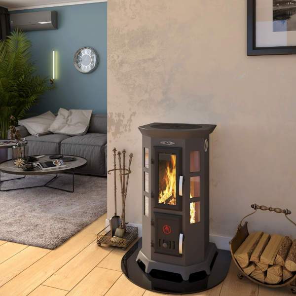 Печь-камин TMF Статика Секста, черная бронза