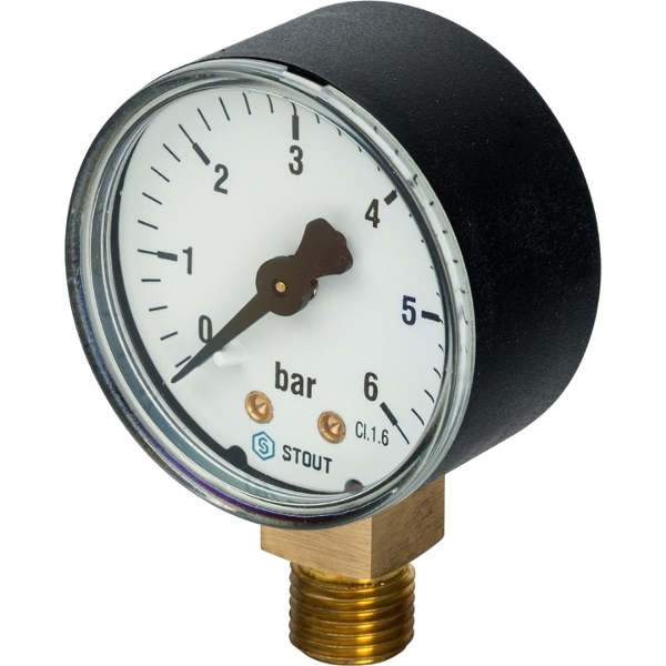 Манометр радиальный 50мм, 0-6 бар 1/4" кл.2.5 STOUT
