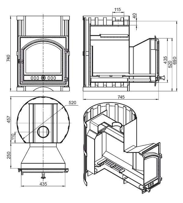 Печь-каменка чугунная ВЕЗУВИЙ Легенда Ковка 22 дверца 205 со стеклом